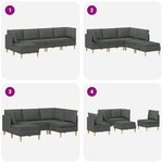 vidaXL Canapé modulaire avec rangement 5 Pièces Gris foncé Tissu