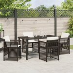 Ensemble de salle à manger de jardin 5 pièces vidaXL avec coussins Marron en Poly Rotin