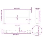 vidaXL Pieds de table basse Noir 2 pièces 60 x (30-31) cm Acier