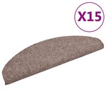vidaXL Tapis d'escalier auto-adhésifs 15 pièces 65 x 21 x 4 cm Marron clair Demi-rond Grand