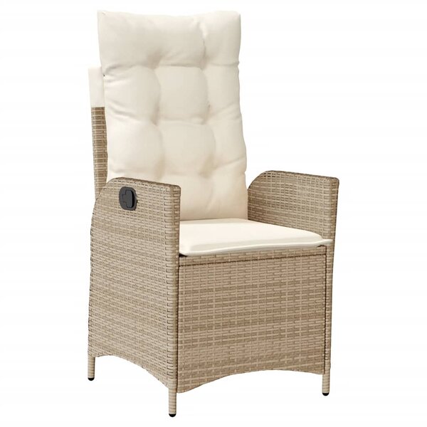 vidaXL Chaise inclinable de jardin avec coussins beige résine tressée