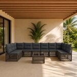 vidaXL Ensemble de canapé de jardin 11 pc Gris polyrotin