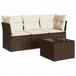 vidaXL Salon de jardin 4 Pièces avec coussins marron résine tressée