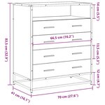 vidaXL Commode chêne sonoma 70x41x83 5 cm bois d'ingénierie