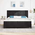 vidaXL Lit à ressorts avec matelas Noir 200 x 200 cm Velours