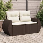 vidaXL Canapé de jardin avec coussins 2 places marron résine tressée