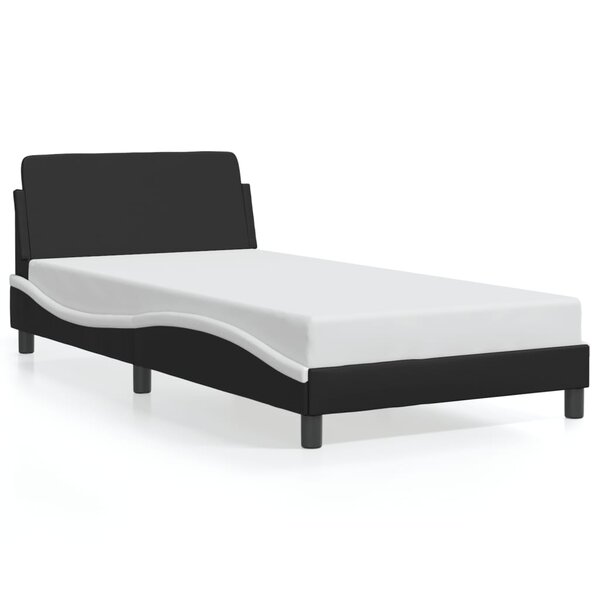 vidaXL Cadre de lit Dover noir et blanc 100x200 cm similicuir