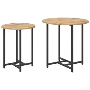 vidaXL Ensemble de tables d'appoint 2 Pièces Chêne artisanal et noir