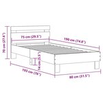 vidaXL Cadre de lit sans matelas avec lumières LED 75x190 cm
