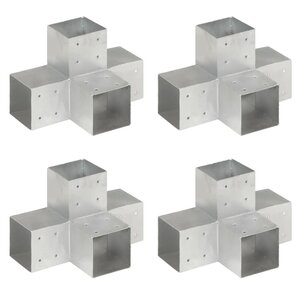 vidaXL Connecteurs de poteau 4Pièces Forme en X Métal galvanisé 101x101mm