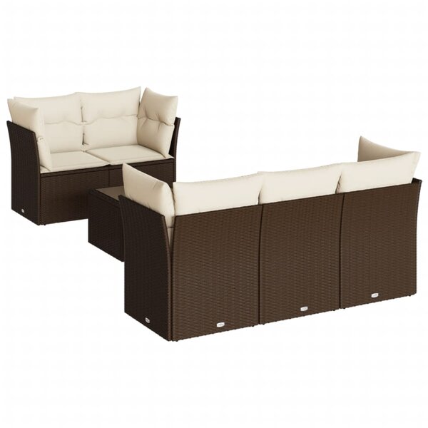 vidaXL Salon de jardin avec coussins 7 Pièces marron résine tressée