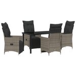 vidaXL Ensemble de salle à manger de jardin de 5 pièces avec coussins en poly rotin gris