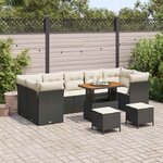 vidaXL Ensemble de canapé de jardin 10 Pièces Noir polyrotin