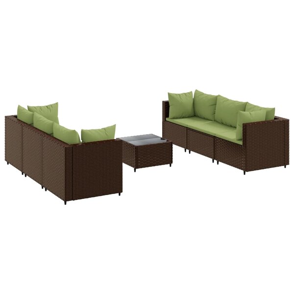 vidaXL Salon de jardin avec coussins 7 Pièces marron résine tressée