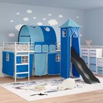 vidaXL Lit mezzanine pour enfants Blanc et Bleu 99 5 x 200 cm Métал
