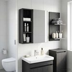 vidaXL Armoire murale de salle de bain Chêne Noir 20 x 16 x 62 5 cm