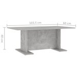 vidaXL Table basse Gris béton 103 5x60x40 cm Aggloméré