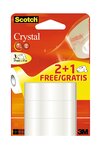 Crystal ruban adhésif Clear 600, 19 mm x 15 m Lot de 2+1 Gratuit SCOTCH