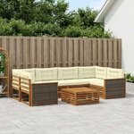 vidaXL Ensemble de canapés d'extérieur 7 Pièces Naturel et Crème