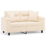vidaXL Canapé 2 places avec oreillers beige 120 cm tissu microfibre