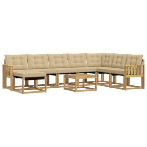 vidaXL Ensemble de canapés d'extérieur 9 pc Blanc et Beige