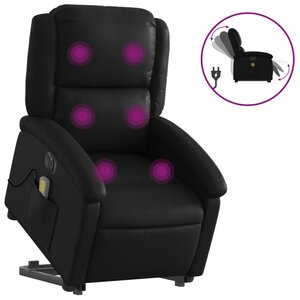 vidaXL Fauteuil inclinable de massage électrique noir similicuir