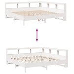 vidaXL Lit bibliothèque sans matelas blanc 200x200 cm bois pin massif