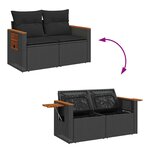 vidaXL Salon de jardin 8 Pièces avec coussins noir résine tressée