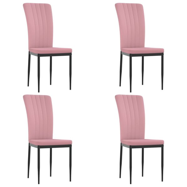 vidaXL Chaises à manger lot de 4 Rose Velours