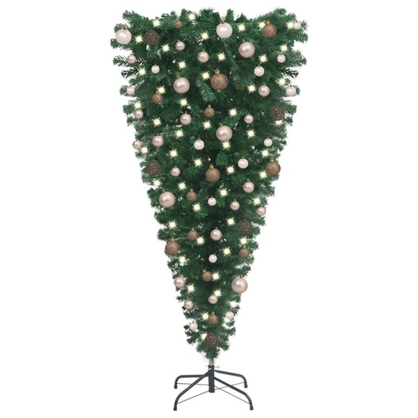 vidaXL Arbre de Noël artificiel renversé pré-éclairé et boules 180 cm