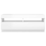 vidaXL Meuble TV avec lumières LED blanc brillant 100x35x40 cm