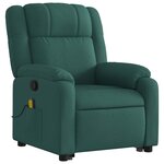 vidaXL Fauteuil inclinable de massage Vert foncé Tissu
