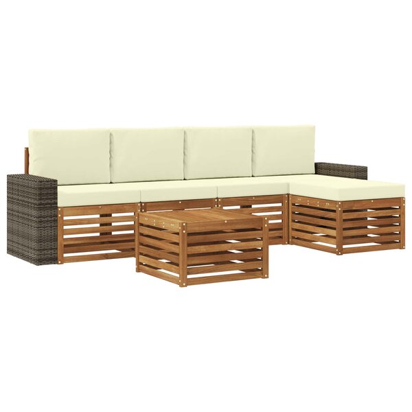 vidaXL Ensemble de canapés d'extérieur 6 pc Naturel et Crème