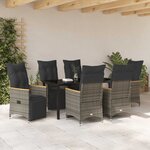vidaXL Ensemble de salle à manger pour jardin 7 Pièces Gris Poly rotin