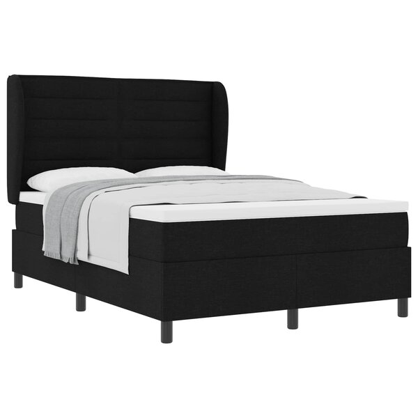 vidaXL Lit à ressorts avec matelas Noir 160 x 200 cm tissu