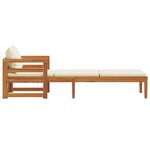 vidaXL Chaise longue avec coussins blanc crème Bois d'acacia solide