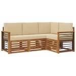 vidaXL Ensemble de canapés d'extérieur 4 pc Naturel et Beige Polyester