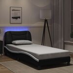 vidaXL Cadre de lit avec LED sans matelas noir et blanc 80x200 cm