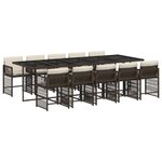 vidaXL Ensemble à manger de jardin et coussins 11 Pièces marron rotin