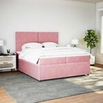 vidaXL Sommier à lattes de lit avec matelas Rose 200x200 cm Velours