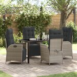 vidaXL Ensemble de Dining de Jardin 5 Pièces Gris Clair en Poly Rattan