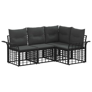 vidaXL Ensemble de canapés d'extérieur 4 Pièces Noir et Gris foncé