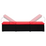 vidaXL Chaise longue avec coussin et table à thé Résine tressée Rouge