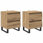 vidaXL Cabinet de chevet 2 Pièces Chêne artisanal 40 x 35 x 50 cm