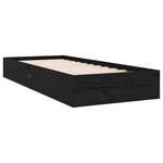 vidaXL Cadre de lit Noir Bois massif 75x190 cm Petit simple