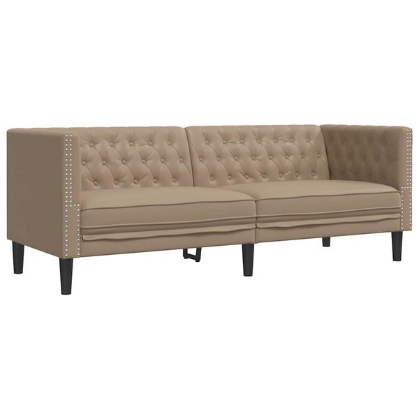 vidaXL Canapé à 3 places Chesterfield cappuccino similicuir