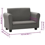 vidaXL Canapé pour enfants avec tabouret Gris Similicuir