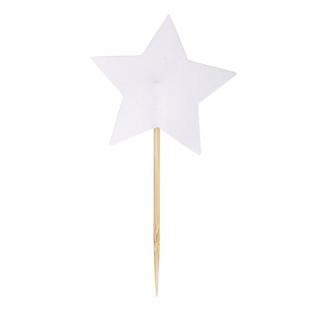 Pique étoile  blanc  8cm  Etoile: ø4 5cm  10 pces