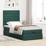 vidaXL Cadre de lit ottoman avec matelas vert foncé 100x200 cm velours