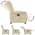 vidaXL Fauteuil inclinable de massage électrique crème tissu